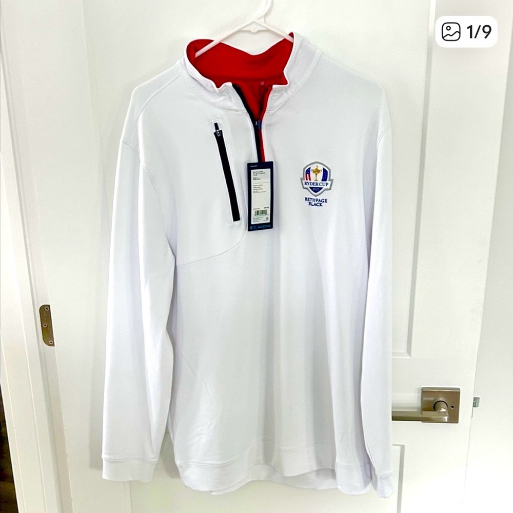 White Ryde Cup 2025 Bethpage Black Pullover with Red and Navy Trim L